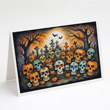 Load image into Gallery viewer, Calaveras Sugar Skulls Spooky Halloween Greeting Cards -  Blank Note Cards – 8-Pack of Artist-Designed Cards with Envelopes