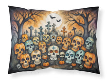 Load image into Gallery viewer, Calaveras Sugar Skulls Spooky Halloween Fabric Standard Pillowcase – Artistic Decorative Front, White Back
