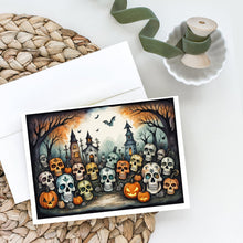 Load image into Gallery viewer, Calaveras Sugar Skulls Spooky Halloween Greeting Cards -  Blank Note Cards – 8-Pack of Artist-Designed Cards with Envelopes