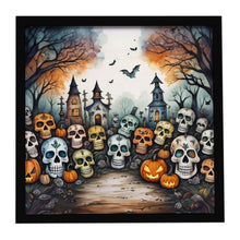 Load image into Gallery viewer, Calaveras Sugar Skulls Spooky Halloween Framed Metal Print
