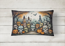 Load image into Gallery viewer, Calaveras Sugar Skulls Spooky Halloween Fabric Decorative Pillow