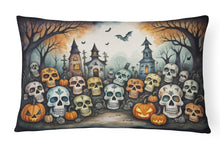 Load image into Gallery viewer, Calaveras Sugar Skulls Spooky Halloween Fabric Decorative Pillow