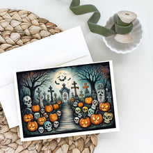 Load image into Gallery viewer, Calaveras Sugar Skulls Spooky Halloween Greeting Cards -  Blank Note Cards – 8-Pack of Artist-Designed Cards with Envelopes
