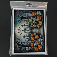 Load image into Gallery viewer, Calaveras Sugar Skulls Spooky Halloween Greeting Cards -  Blank Note Cards – 8-Pack of Artist-Designed Cards with Envelopes