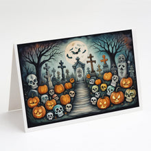 Load image into Gallery viewer, Calaveras Sugar Skulls Spooky Halloween Greeting Cards -  Blank Note Cards – 8-Pack of Artist-Designed Cards with Envelopes
