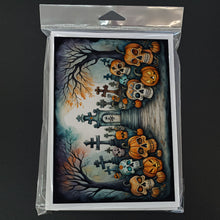 Load image into Gallery viewer, Calaveras Sugar Skulls Spooky Halloween Greeting Cards -  Blank Note Cards – 8-Pack of Artist-Designed Cards with Envelopes