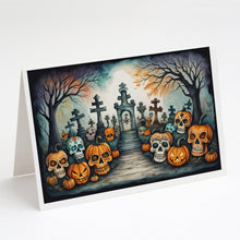 Load image into Gallery viewer, Calaveras Sugar Skulls Spooky Halloween Greeting Cards -  Blank Note Cards – 8-Pack of Artist-Designed Cards with Envelopes