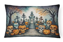 Load image into Gallery viewer, Calaveras Sugar Skulls Spooky Halloween Fabric Decorative Pillow