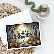 Load image into Gallery viewer, Dancing Skeletons Spooky Halloween Greeting Cards -  Blank Note Cards – 8-Pack of Artist-Designed Cards with Envelopes
