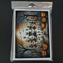 Load image into Gallery viewer, Dancing Skeletons Spooky Halloween Greeting Cards -  Blank Note Cards – 8-Pack of Artist-Designed Cards with Envelopes