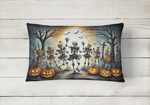 Load image into Gallery viewer, Dancing Skeletons Spooky Halloween Fabric Decorative Pillow