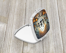 Load image into Gallery viewer, Dancing Skeletons Spooky Halloween Compact Mirror – Stylish Purse Mirror with Artistic Covers