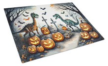 Load image into Gallery viewer, Dinosaurs Spooky Halloween Glass Cutting Boards – Durable, Decorative Kitchen Art Large