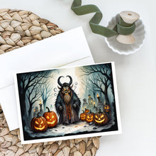 Load image into Gallery viewer, Krampus The Christmas Demon Spooky Halloween Greeting Cards -  Blank Note Cards – 8-Pack of Artist-Designed Cards with Envelopes