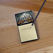 Load image into Gallery viewer, Mariachi Skeleton Band Spooky Halloween Sticky Note Holder- Refiilable Desk Accessory Note Pad