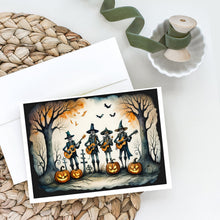Load image into Gallery viewer, Mariachi Skeleton Band Spooky Halloween Greeting Cards -  Blank Note Cards – 8-Pack of Artist-Designed Cards with Envelopes