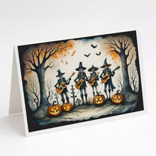 Load image into Gallery viewer, Mariachi Skeleton Band Spooky Halloween Greeting Cards -  Blank Note Cards – 8-Pack of Artist-Designed Cards with Envelopes