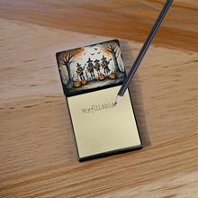Load image into Gallery viewer, Mariachi Skeleton Band Spooky Halloween Sticky Note Holder- Refiilable Desk Accessory Note Pad