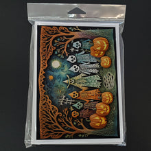 Load image into Gallery viewer, Papel Picado Skeletons Spooky Halloween Greeting Cards -  Blank Note Cards – 8-Pack of Artist-Designed Cards with Envelopes