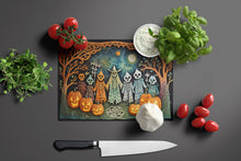 Load image into Gallery viewer, Papel Picado Skeletons Spooky Halloween Glass Cutting Boards – Durable, Decorative Kitchen Art Large