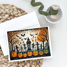 Load image into Gallery viewer, Papel Picado Skeletons Spooky Halloween Greeting Cards -  Blank Note Cards – 8-Pack of Artist-Designed Cards with Envelopes