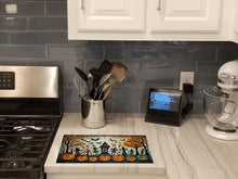 Load image into Gallery viewer, Papel Picado Skeletons Spooky Halloween Glass Cutting Boards – Durable, Decorative Kitchen Art Large