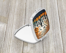 Load image into Gallery viewer, Papel Picado Skeletons Spooky Halloween Compact Mirror – Stylish Purse Mirror with Artistic Covers