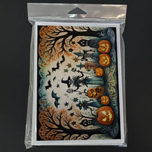 Load image into Gallery viewer, Papel Picado Skeletons Spooky Halloween Greeting Cards -  Blank Note Cards – 8-Pack of Artist-Designed Cards with Envelopes