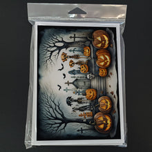 Load image into Gallery viewer, Pet Cemetery Spooky Halloween Greeting Cards -  Blank Note Cards – 8-Pack of Artist-Designed Cards with Envelopes