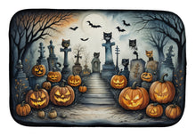 Load image into Gallery viewer, Cat Cemetery Spooky Halloween Dish Drying Mat