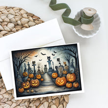 Load image into Gallery viewer, Cat Cemetery Spooky Halloween Greeting Cards -  Blank Note Cards – 8-Pack of Artist-Designed Cards with Envelopes