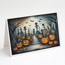 Load image into Gallery viewer, Cat Cemetery Spooky Halloween Greeting Cards -  Blank Note Cards – 8-Pack of Artist-Designed Cards with Envelopes