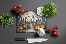 Load image into Gallery viewer, Cat Cemetery Spooky Halloween Glass Cutting Boards – Durable, Decorative Kitchen Art Large