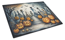 Load image into Gallery viewer, Cat Cemetery Spooky Halloween Glass Cutting Boards – Durable, Decorative Kitchen Art Large