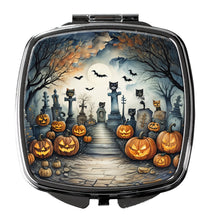 Load image into Gallery viewer, Cat Cemetery Spooky Halloween Compact Mirror – Stylish Purse Mirror with Artistic Covers