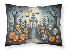 Load image into Gallery viewer, Calaveras Sugar Skulls Spooky Halloween Fabric Standard Pillowcase – Artistic Decorative Front, White Back