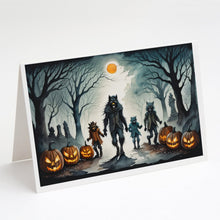 Load image into Gallery viewer, Werewolves Spooky Halloween Greeting Cards -  Blank Note Cards – 8-Pack of Artist-Designed Cards with Envelopes