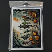 Load image into Gallery viewer, Zombies Spooky Halloween Greeting Cards -  Blank Note Cards – 8-Pack of Artist-Designed Cards with Envelopes