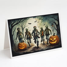 Load image into Gallery viewer, Zombies Spooky Halloween Greeting Cards -  Blank Note Cards – 8-Pack of Artist-Designed Cards with Envelopes