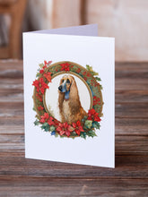 Load image into Gallery viewer, Afghan Hound Christmas Flowers Greeting Cards - Blank Note Cards – 8-Pack of Artist-Designed Cards with Envelopes