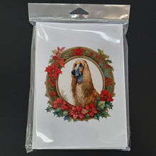 Load image into Gallery viewer, Afghan Hound Christmas Flowers Greeting Cards - Blank Note Cards – 8-Pack of Artist-Designed Cards with Envelopes