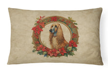 Load image into Gallery viewer, Afghan Hound Christmas Flowers Throw Pillow