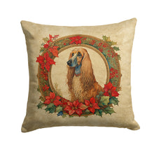 Load image into Gallery viewer, Afghan Hound Christmas Flowers Throw Pillow