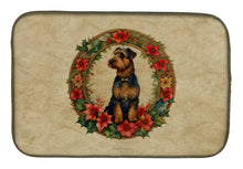 Load image into Gallery viewer, Airedale Terrier Christmas Flowers Dish Drying Mat