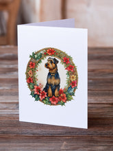 Load image into Gallery viewer, Airedale Terrier Christmas Flowers Greeting Cards - Blank Note Cards – 8-Pack of Artist-Designed Cards with Envelopes