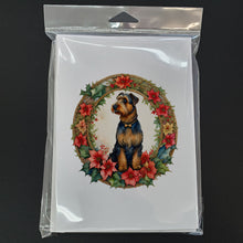 Load image into Gallery viewer, Airedale Terrier Christmas Flowers Greeting Cards - Blank Note Cards – 8-Pack of Artist-Designed Cards with Envelopes