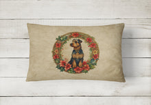 Load image into Gallery viewer, Airedale Terrier Christmas Flowers Throw Pillow