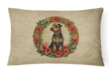 Load image into Gallery viewer, Airedale Terrier Christmas Flowers Throw Pillow