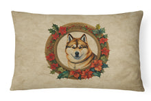 Load image into Gallery viewer, Akita Christmas Flowers Throw Pillow