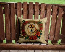 Load image into Gallery viewer, Akita Christmas Flowers Throw Pillow - 14x14 Decorative Pillow – Art for Your Home &amp; Patio